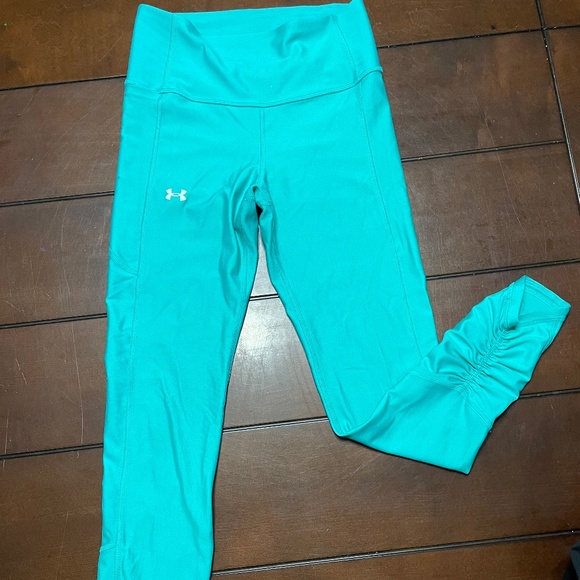 Under Armour Heat Gear Ankle Leggings Aqua Teal S - Picture 1 of 5